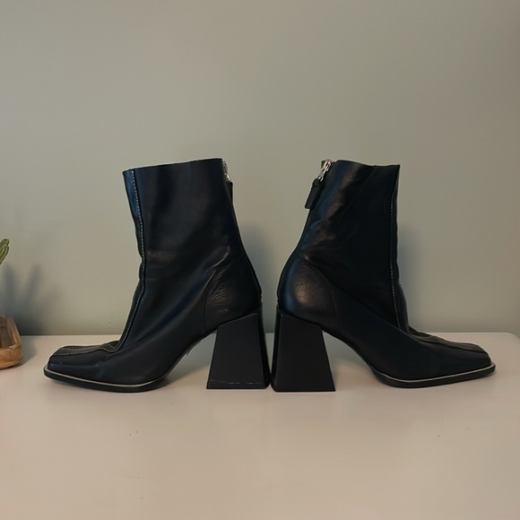 TopShop Square toe Leather Boots - Picture 3 of 6
